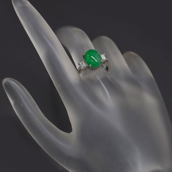 三越 Pt900 翡翠/ヒスイ ダイヤモンド リング 3.91ct D0.30ct - メルカリ