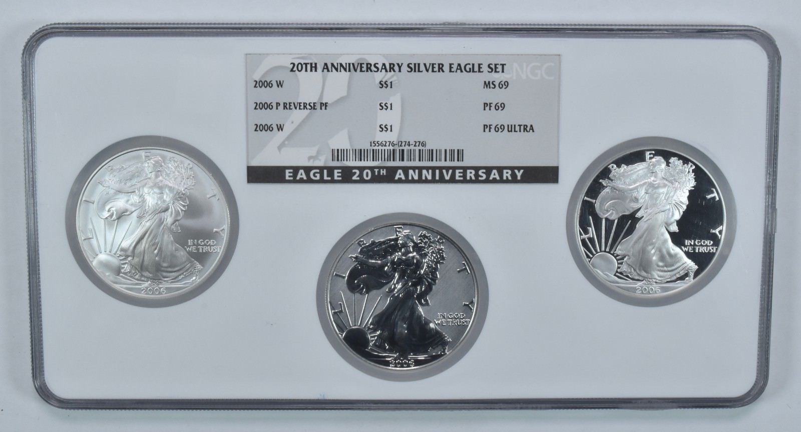 2006年 アメリカン シルバー イーグル 20周年記念セット MS69|PF69 UCAM|リバース PF69 NGC