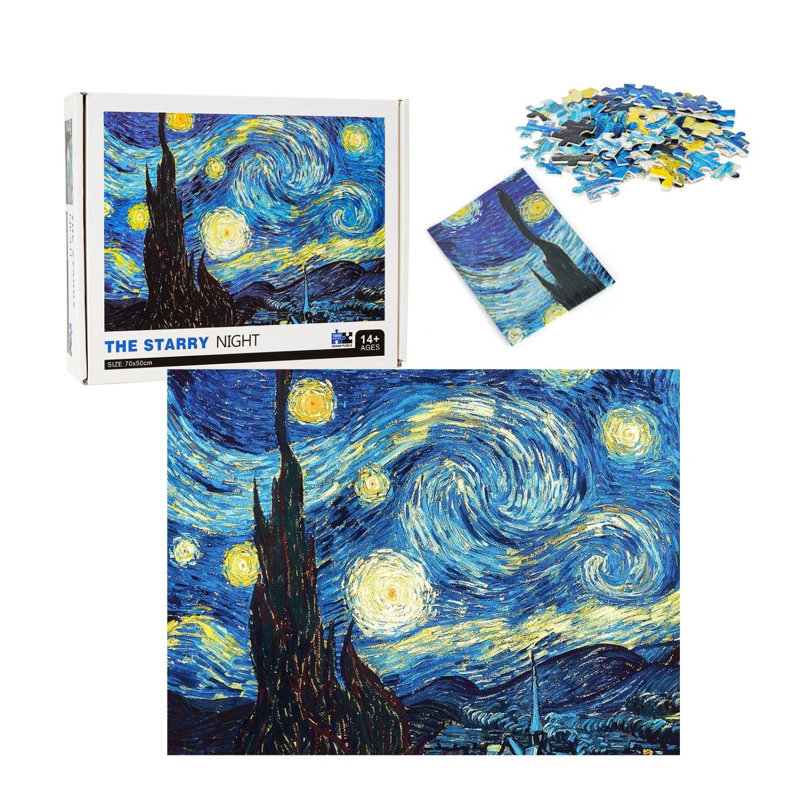 【数量限定】知育玩具 puzzle 星月夜 壁飾り 風景 ゴッホ 星 手作り DIY ジグソーパズル 子供 大人 1000ピース 誕生日 クリスマス パズル プレゼント 70 LULUFUN x 50cm