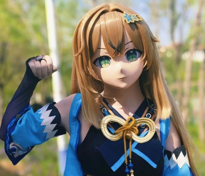 ☆即納 全頭マスク カツラ付き ロック付き NO.374 ドール ヘッド