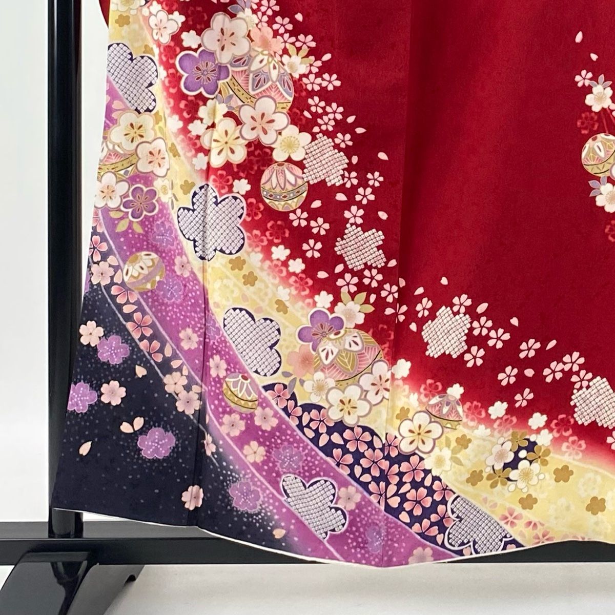 振袖 身丈157cm 裄丈64cm M 袷 袋帯フルセット 桜 鞠 金彩