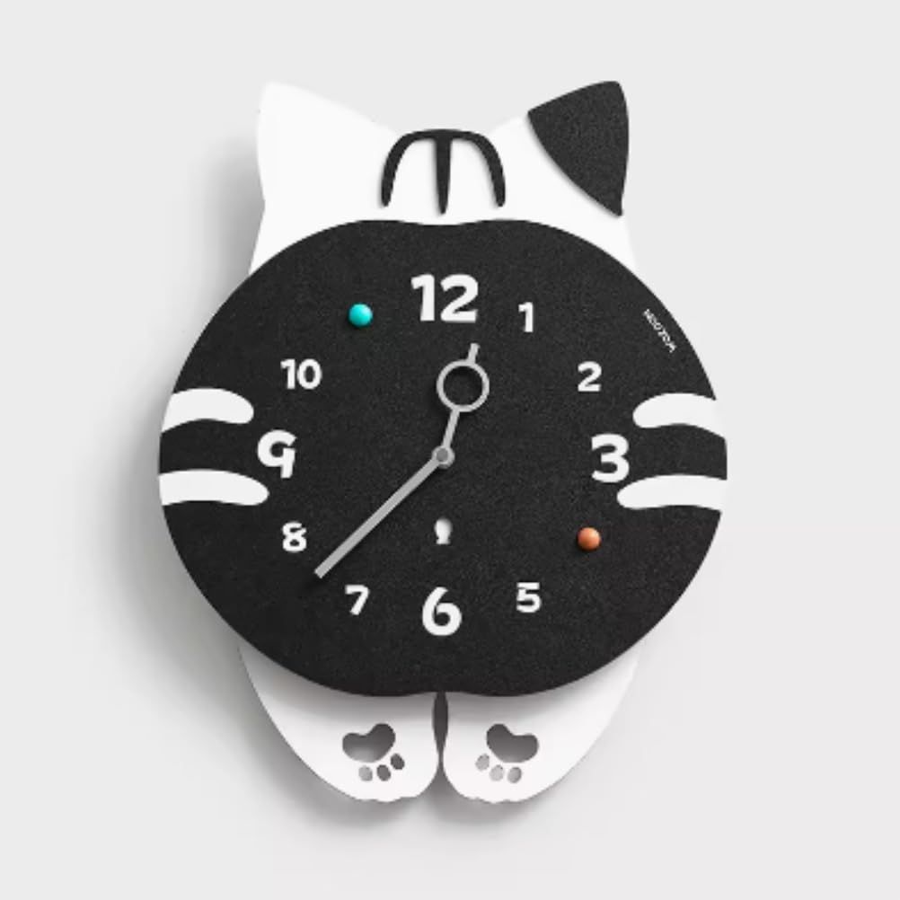 DUCOV 壁掛け時計 振り子時計 猫が足を振る 猫時計 木製 静音 秒針なし インテリア 新築祝い 贈り物 寝室 かわいい 癒し  29.5cm×37.5cm - メルカリ