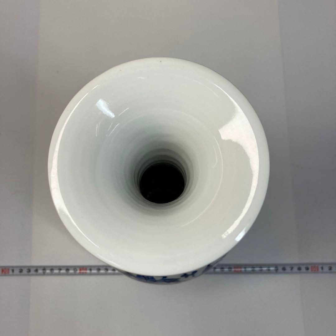 中国美術　乾隆年製　青花龍図花瓶　高さ34.5㎝　東Y6-0208①タニト 中国美術 乾隆年製 青花龍図花瓶 高さ34.5㎝ 東Y6-0208①タニト