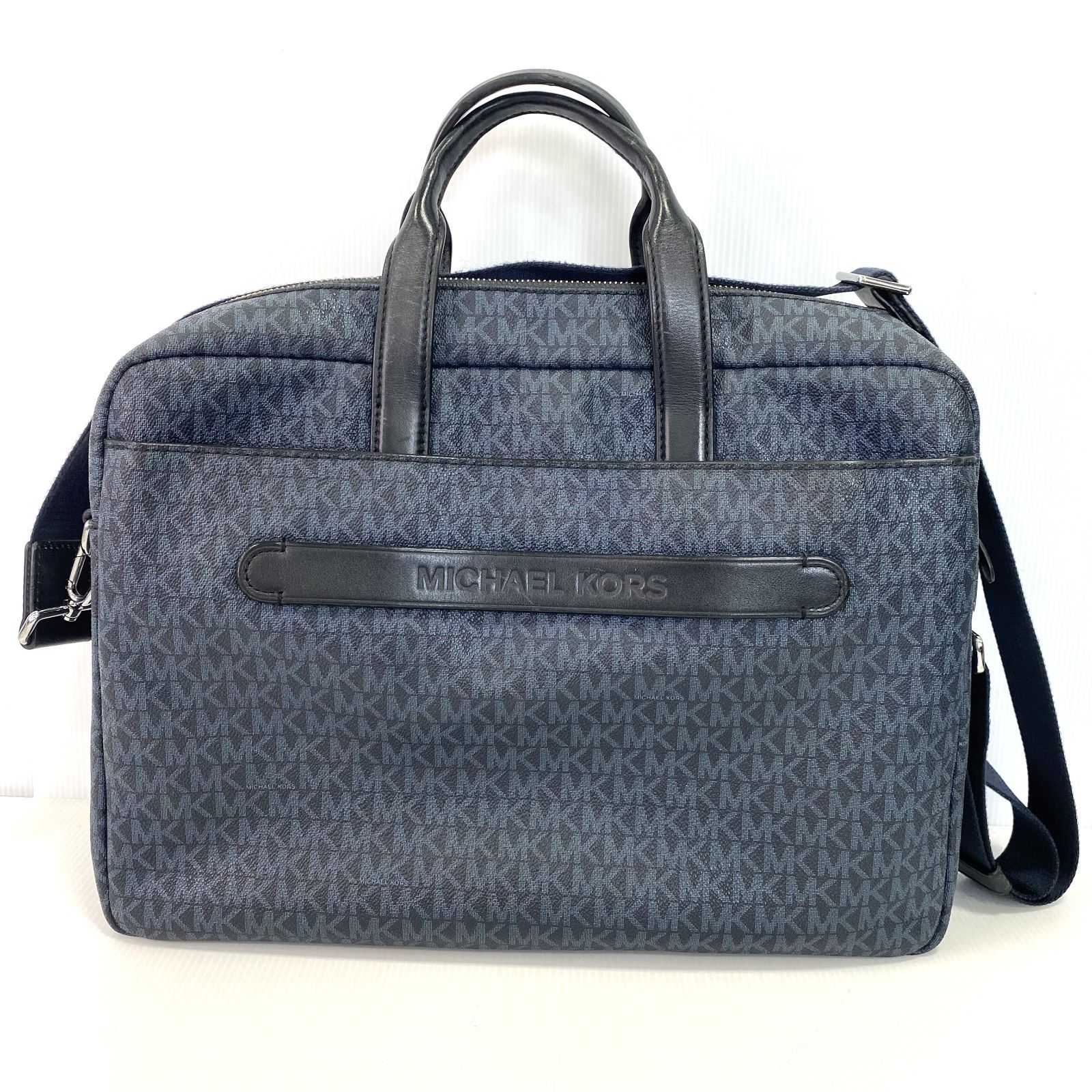 中古品】MICHAEL KORS 2WAY ビジネスバック レザー 総柄