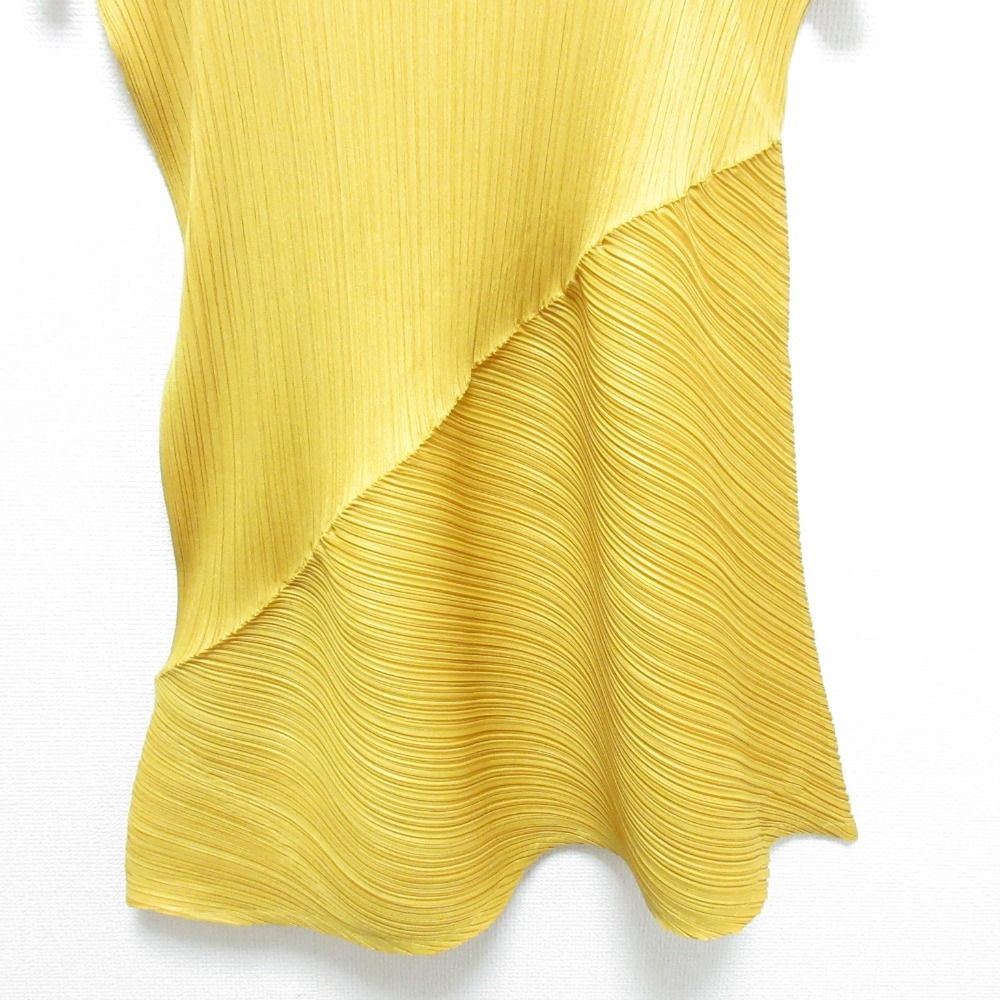 美品 21AW PLEATS PLEASE プリーツプリーズ ミニワンピース チュニックブラウス PP13-JT501 サイズ3 イエロー レディース 美品 21AW PLEATS PLEASE プリーツプリーズ ミニワンピース チュニック