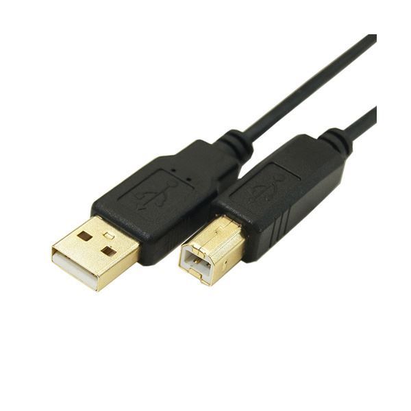 (まとめ)変換名人 極細USBケーブルAオス-Bオス 1m USB2A-B/CA100