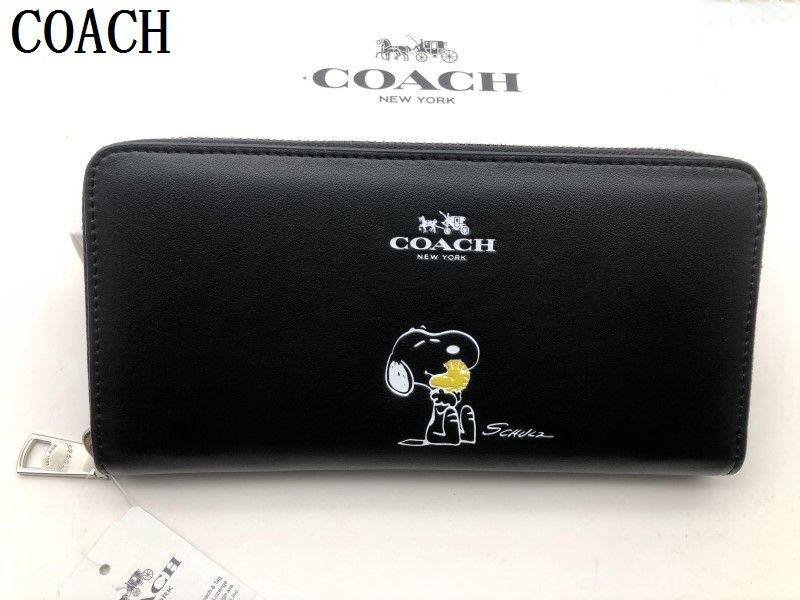 コーチ COACH 長財布 財布  ブラック シグネチャー アコーディオンラウンドジップウォレット レディース財布 贈り物 135C F53773新品 未使用