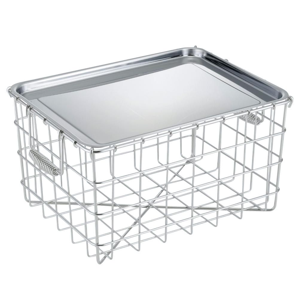 オールステンレス給食かご 深型 トレー付 36126