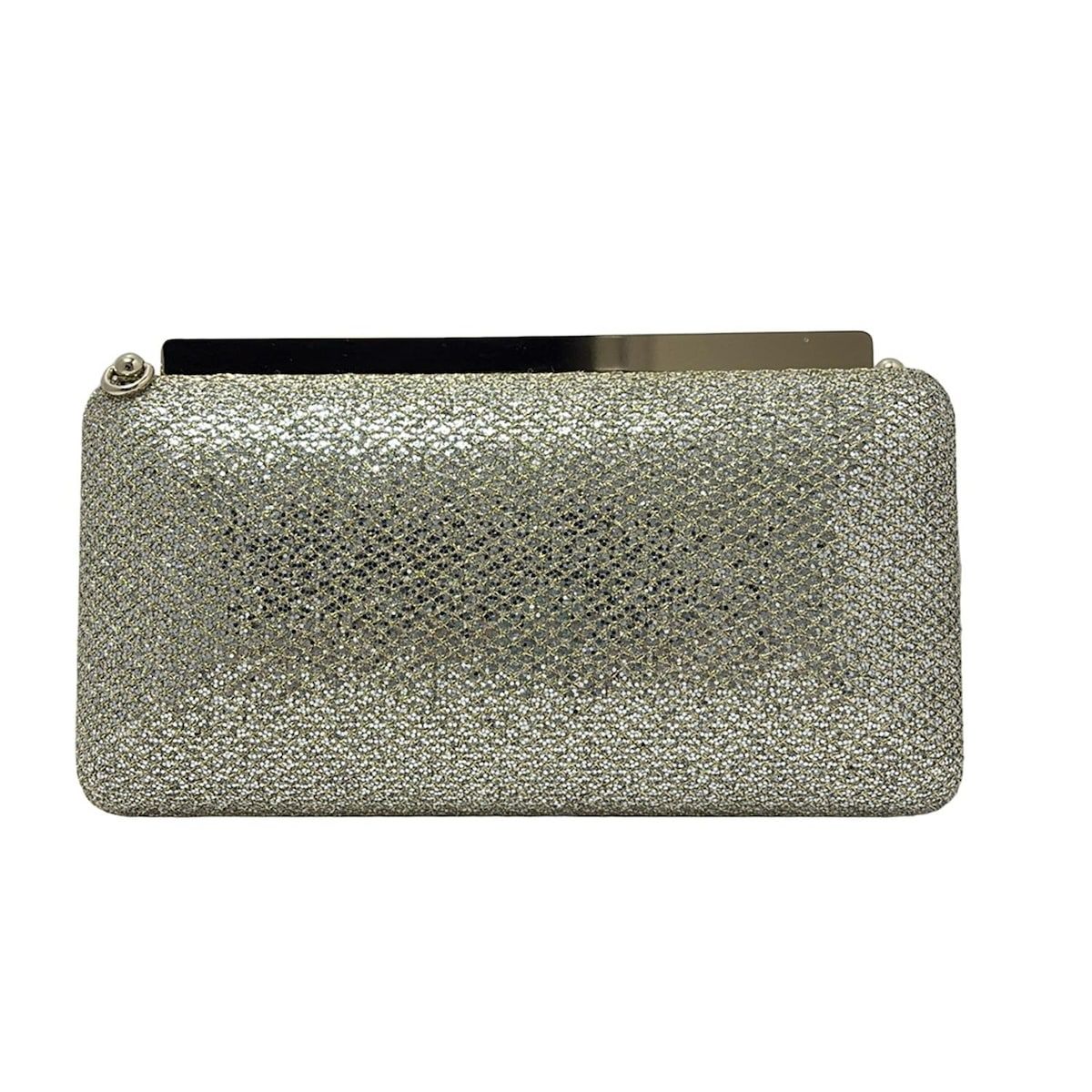 JIMMY CHOO ジミーチュウ クラッチバッグ エリプス シルバー×ゴールド ホログラムシールなし DECORATOM_COM_BR