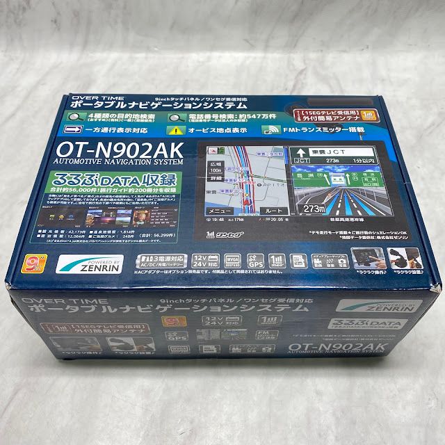 【美品】OVERTIME 9インチ ポータブルナビ ワンセグ ゼンリン地図 るるぶDATA搭載 OT-N902AK