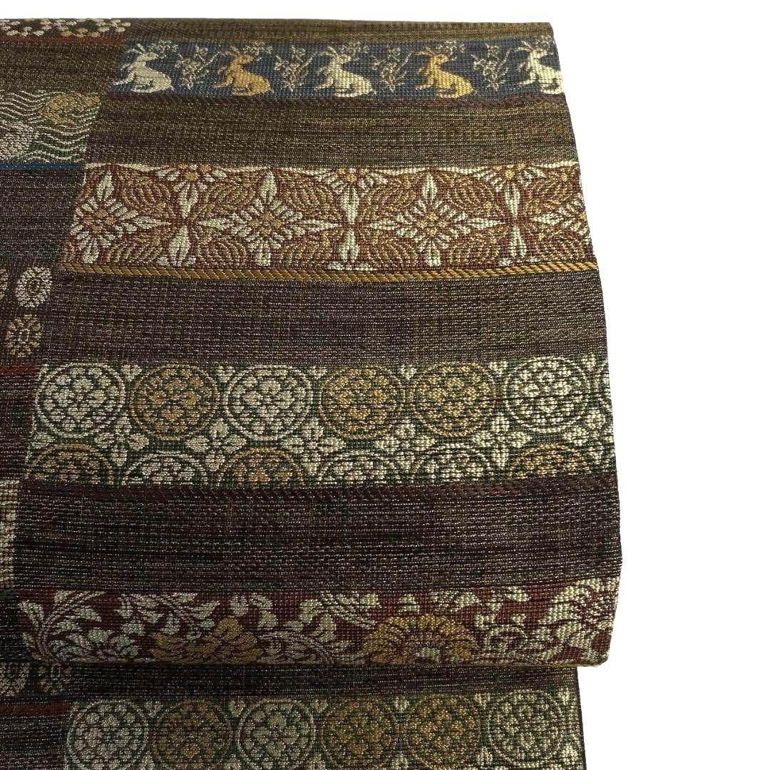 袋帯 未着用 横段 花兎 荒磯 花紋 唐花模様 着物 064a p - メルカリ 