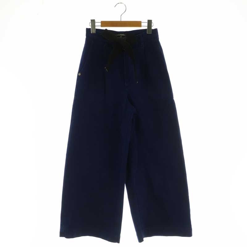 CHANELシャネルパンツ★コットン.総柄.34表記 シャネル ココマーク 18年 コットン ショートパンツ 34
