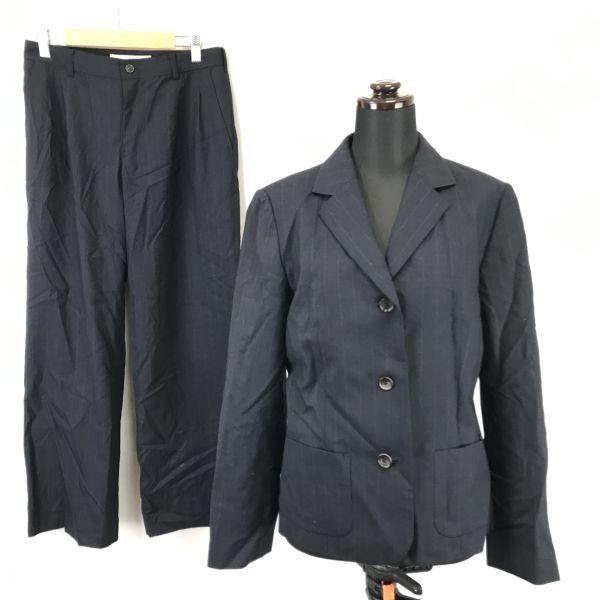パパス|PAPAS|マドモアゼルノンノン|Mademoiselle NON NON パンツスーツ 上下38|レディースM|紺|navy Jackets|Set up|Made in Japan◆zBH326<sale>