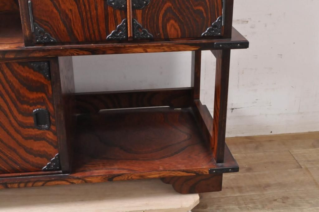 伝統工芸 岩谷堂箪笥 飾り棚 違い棚 茶棚 サイドボード 吹き漆 南部