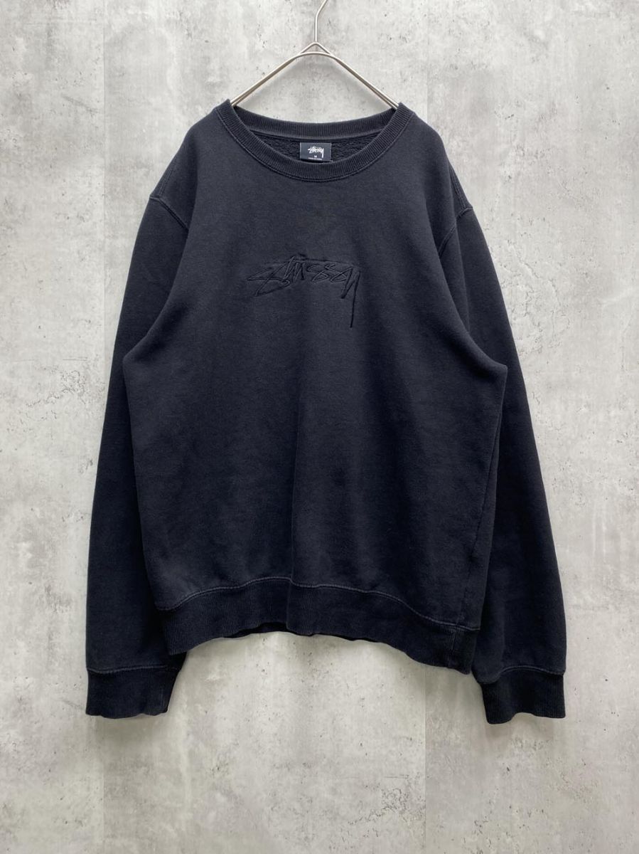STUSSY ステューシー 裏起毛 長袖 スウェット トレーナー sizeM|黒 レディース