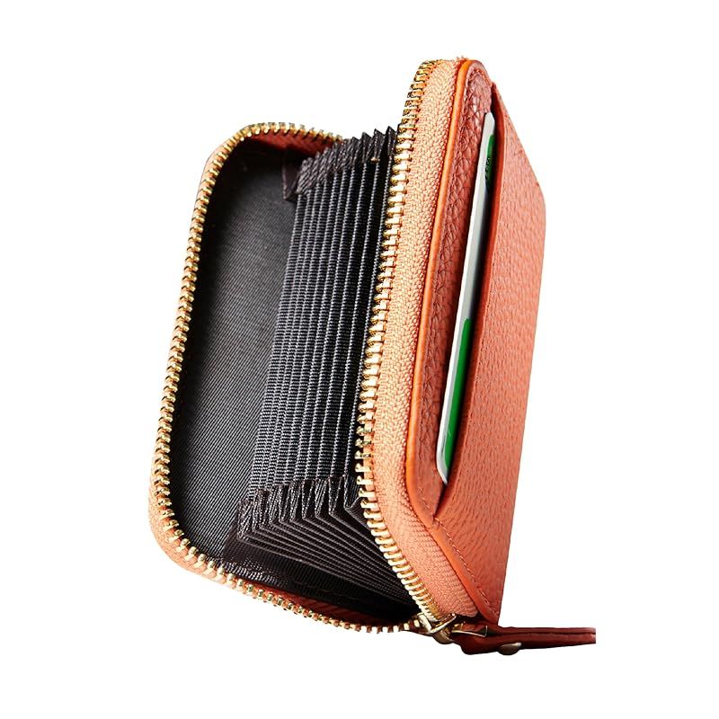 [NEESE] クレジットカードケース カード入れ スキミング防止 じゃばら 大容量 コインケース メンズ レディース (最大12枚カード収納， オレンジ)