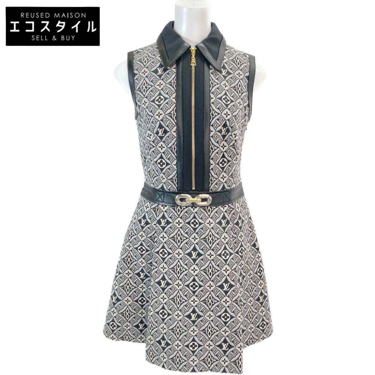 LOUIS VUITTON ルイヴィトン 正規 1A8E7B SINCE1854 フィットアンドフ ミニドレス 34