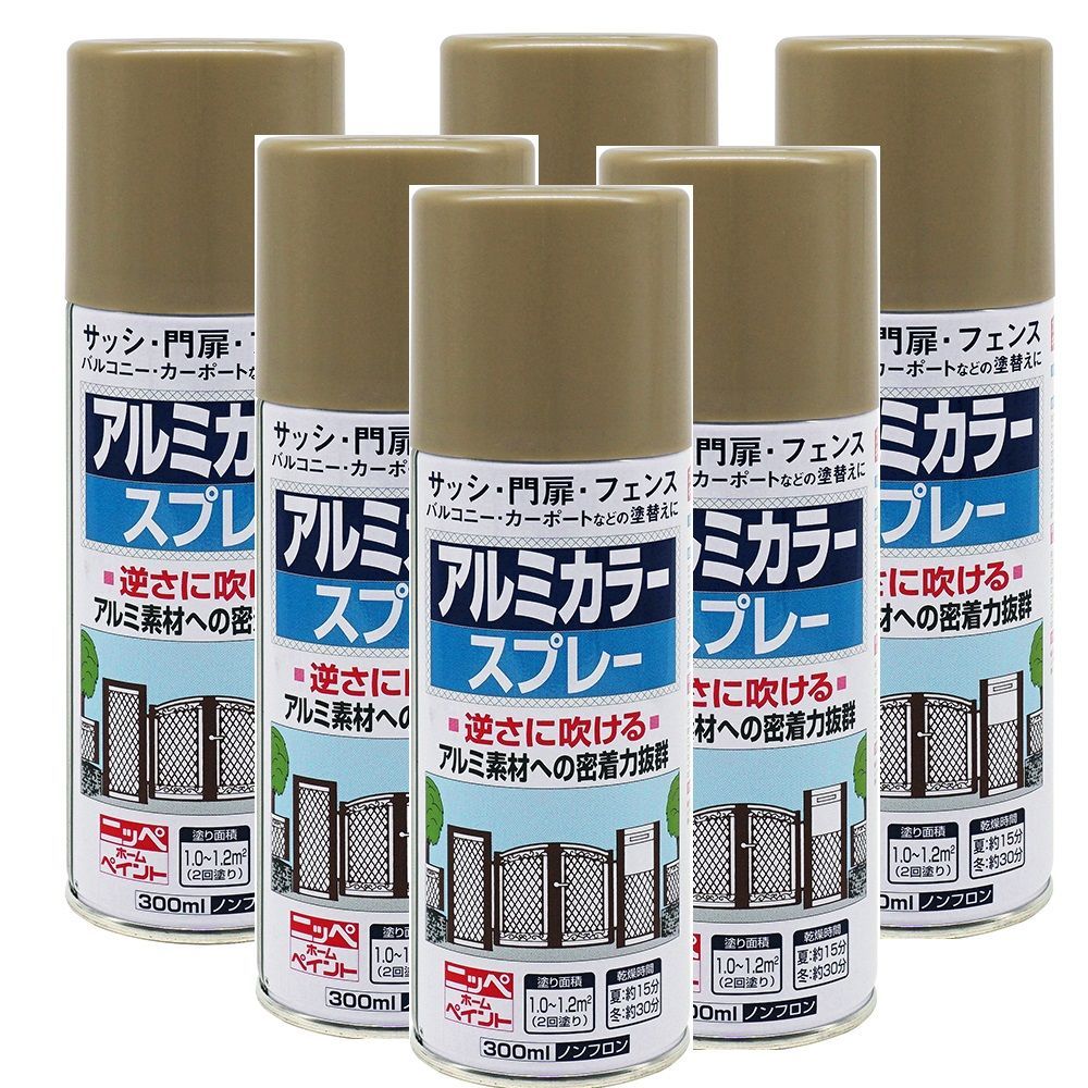 ニッペホームプロダクツ アルミカラースプレー（新） １４ステンカラーメタリック 300ML 日本ペイント ６本セット
