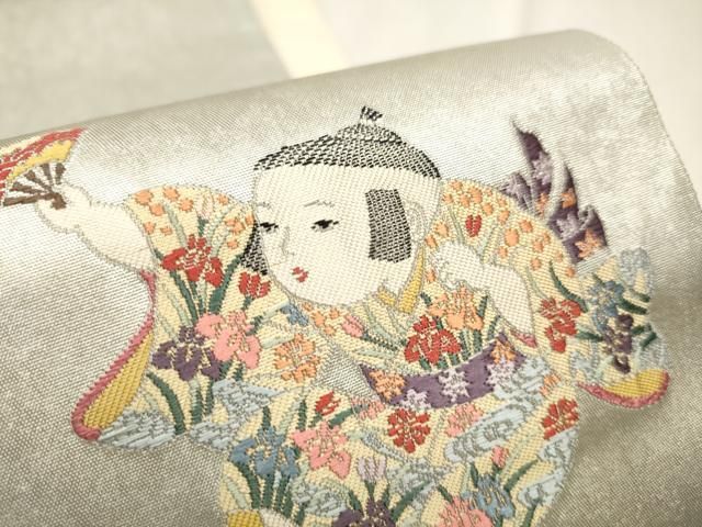 海外最新 関原紫水監修 平和屋着物○京人形師 太鼓柄袋帯 童子花 紅花染め 着物・浴衣