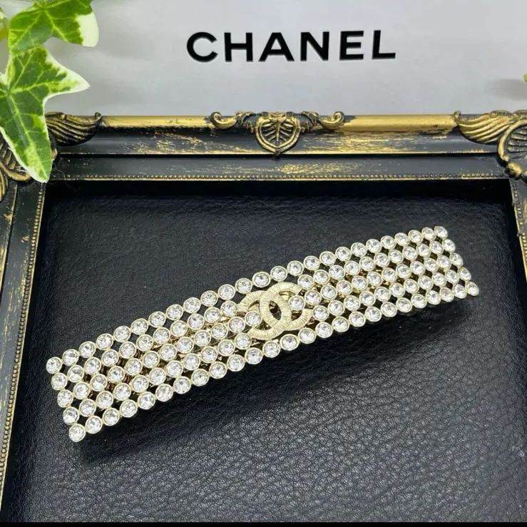 CHANEL シャネル ココマーク ラインストーン ゴールド バレッタ 髪飾り アクセサリー ゴージャス パーティ ウェディング 髪留め ピン留め レディース ラッピング ショッパー付