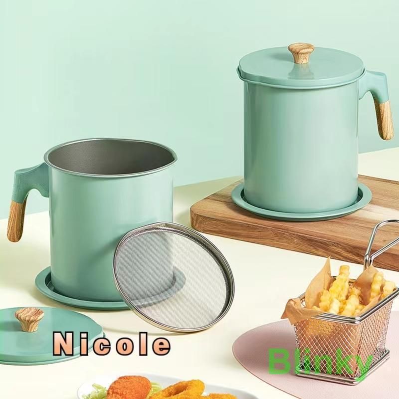 油こし器 油ポット 油入れ 油濾過 濾し ステンレス こし網 取っ手付き 蓋掴み 油再利用 分解 丸洗い エコ 大容量 おしゃれ ３色 1.4L 1.7L 8