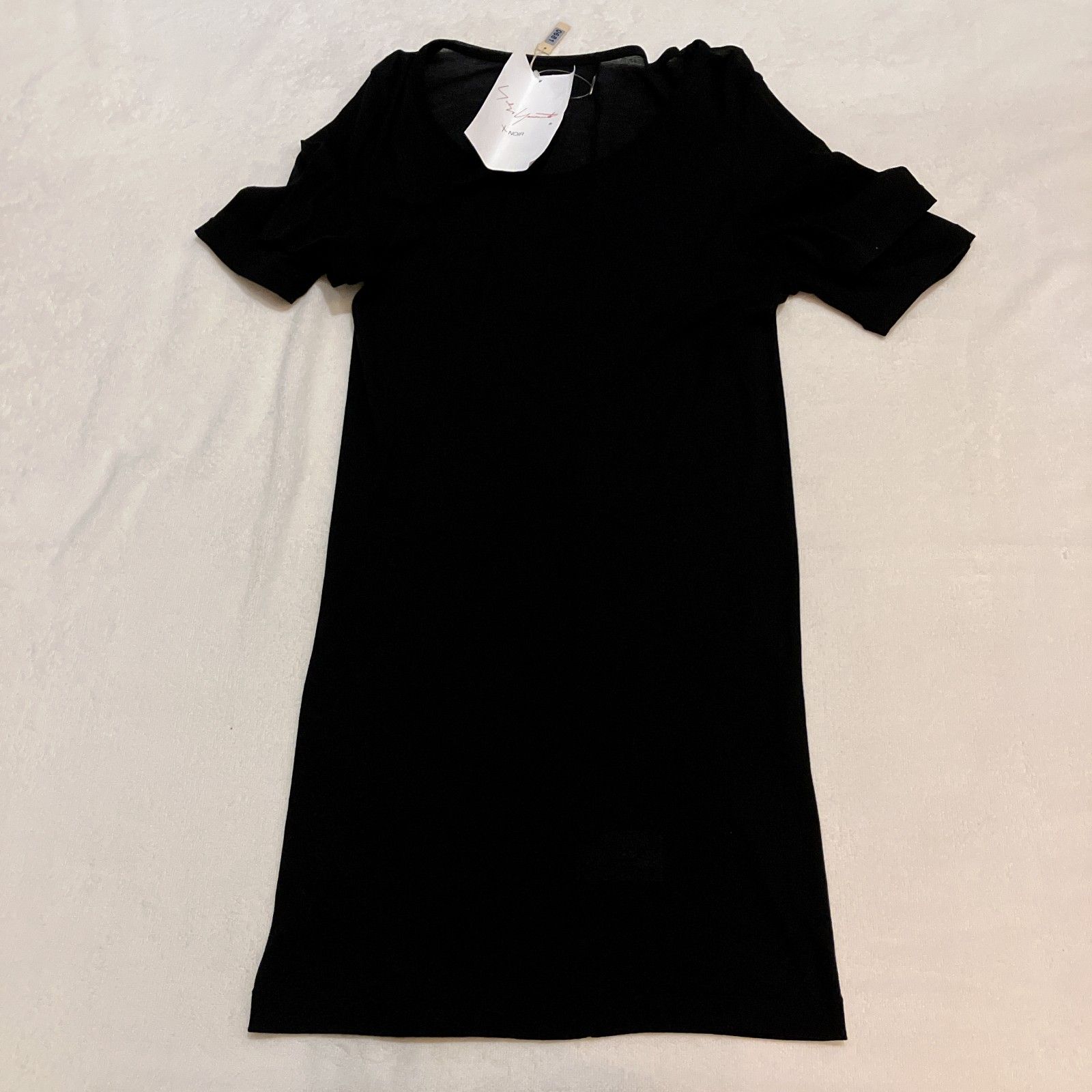 ヨウジヤマモト +NOIR 半袖トップス Sサイズ Yohji Yamamoto +NOIR】袖口二重デザイン コットン半袖