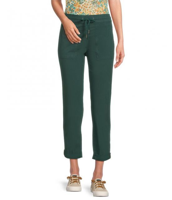 【送料無料】 アベンチュラ レディース カジュアルパンツ ボトムス Ballard Solid Weave Flat Front Elastic Drawstring Waist Cropped Pants Botanical