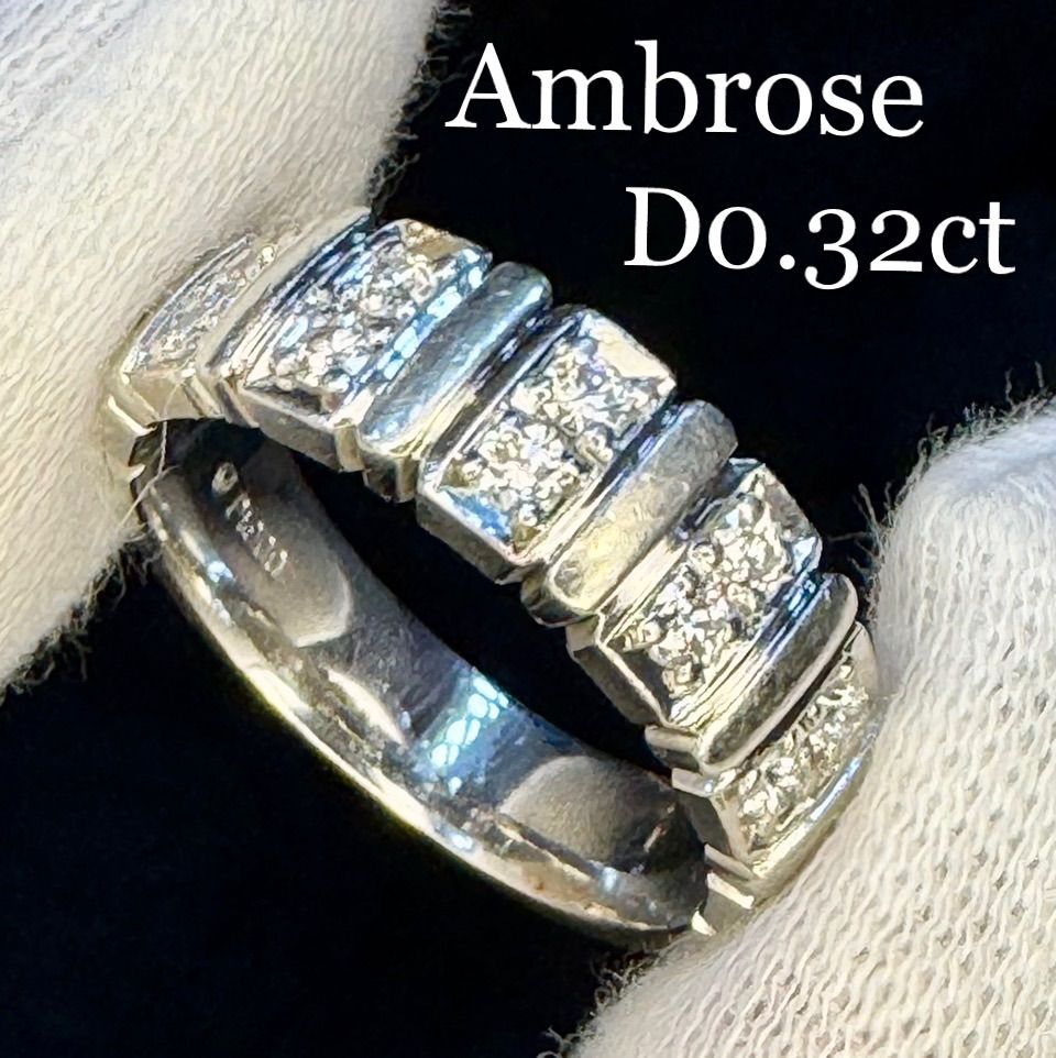 銀座Ambroseアンブロ－ズ ダイヤモンドリング レ－ス 0.35ct アンブ