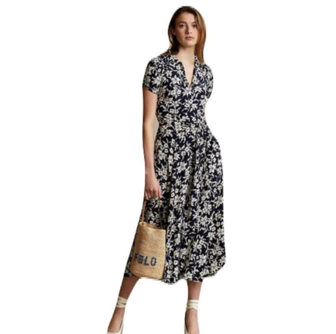 美品 POLO RALPH LAUREN 花柄ワンピース Aライン ドレス ポロ ラルフ