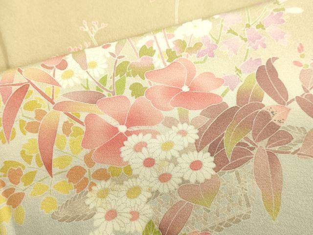 平和屋着物○十日町友禅作家 岡村蒼風 色留袖 風景草花文 暈