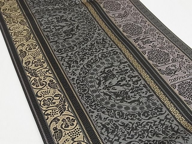 平和屋本店■極上　1897年創業 名門岡野 本場筑前博多織 千年工房　両面　全通柄　総浮本袋帯　花唐草間道　やまと誂製　逸品　DZAA5270kh5 平和屋本店□極上 1897年創業 名門岡野 本場筑前博多織 千年工房 両面