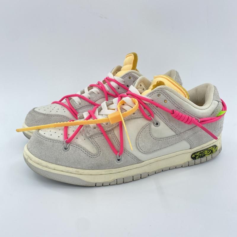 中古】Off-White × NIKE Dunk Low Sail/Neutral Gray/Hyper Pink 