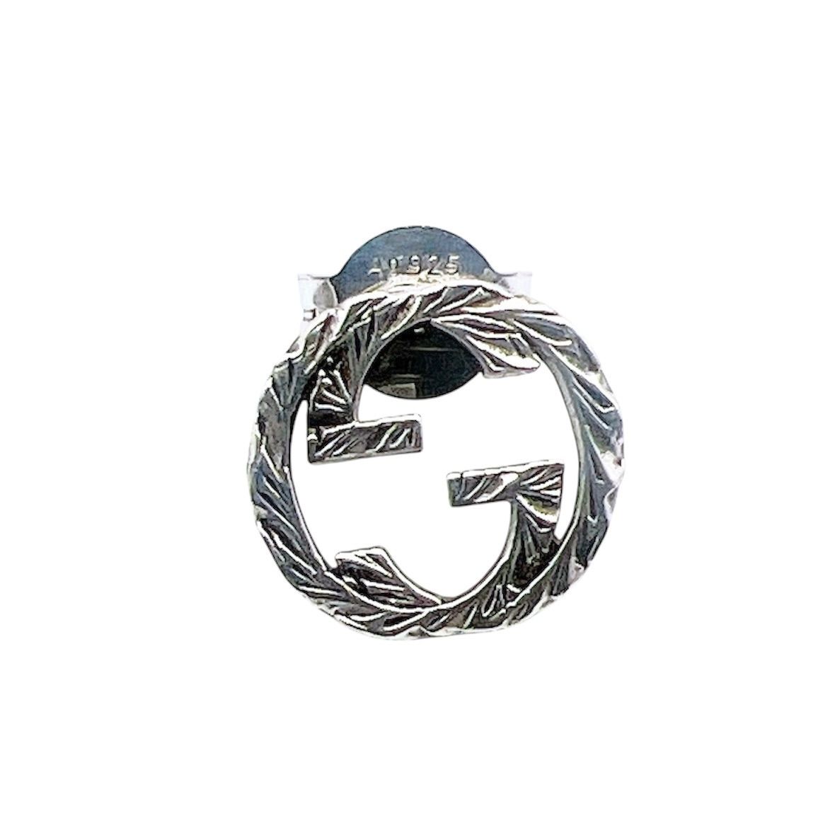 GUCCI グッチ ピアス インターロッキングG 燻 片耳 ジュエリー保存袋 蛇