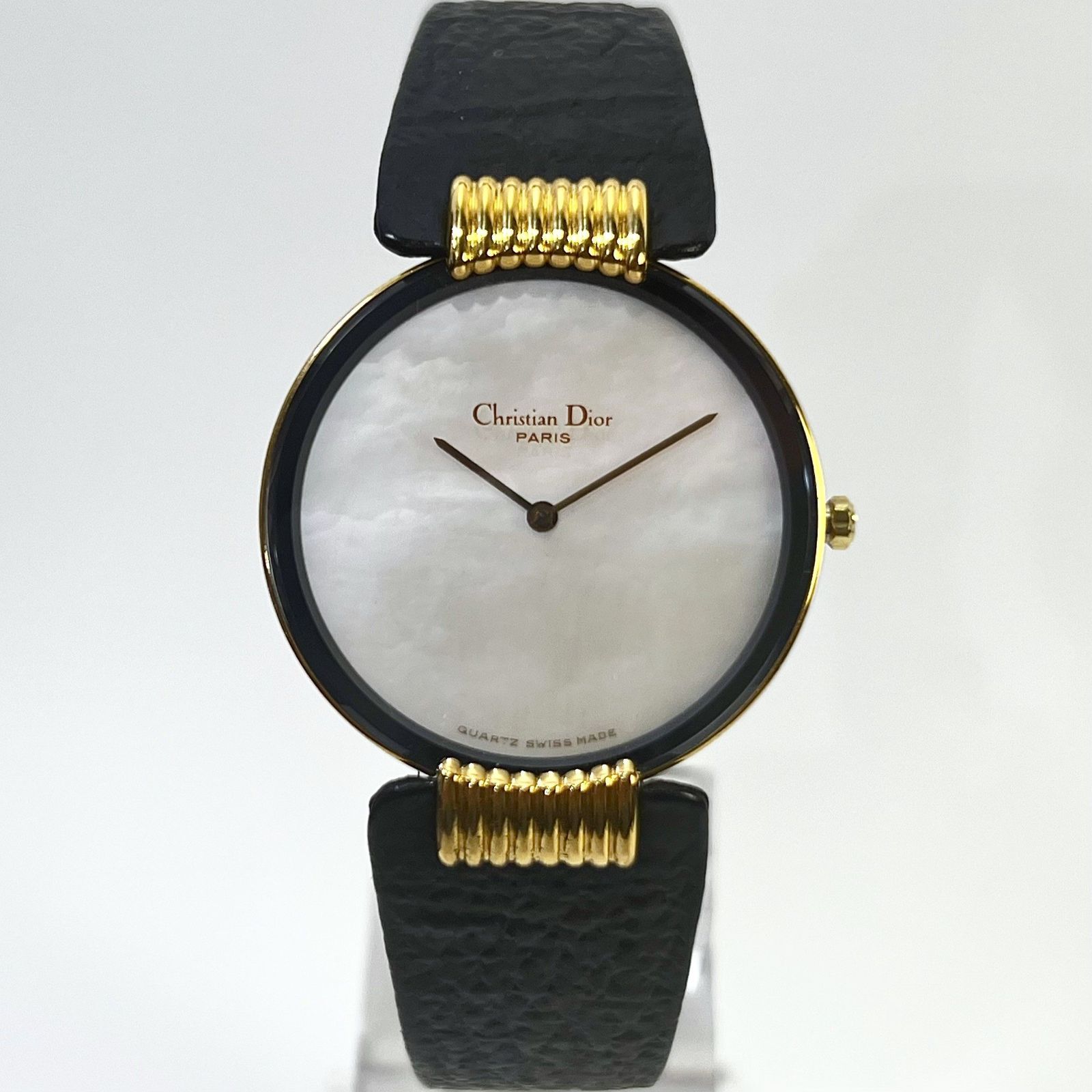 Christian Dior クリスチャンディオール バギラ ブラックムーン ホワイトシェール クオーツ レディース 腕時計 47153-3 432832 箱 30mm GP ホワイト 白文字盤 稼働中 レディース 小物 aua40301071006