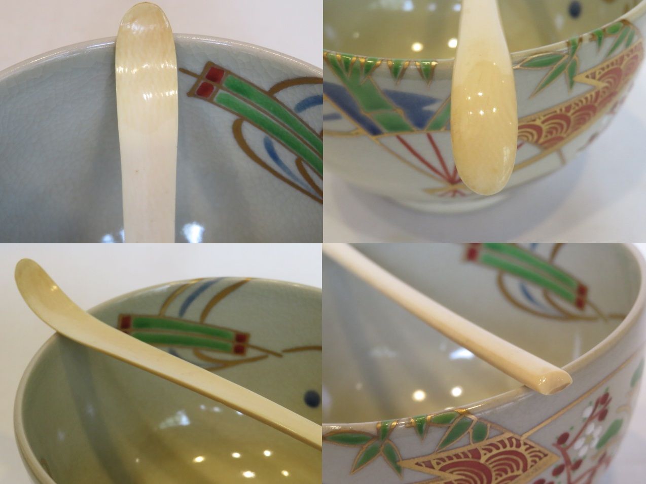 【新作数量】 九月◆特売品 木製溜塗片木目一閑茶箱 樹脂製唐松蒔絵三点セット付 仁清写 扇面絵三点セット付 〔税込 〕 激安大特集。