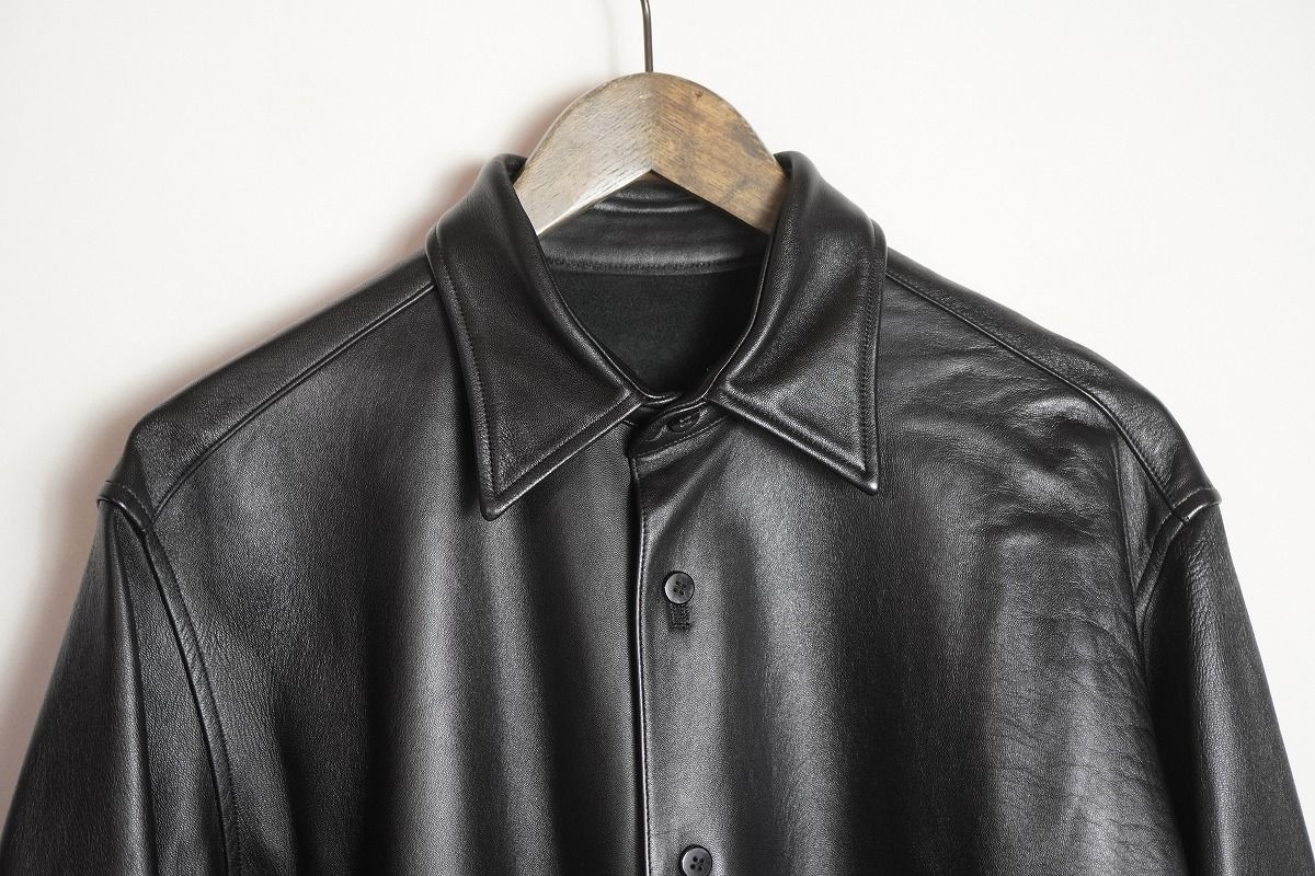 美品 正規 23AW Cale カル Lamb Leather Shirt Jacket ラム レザー 