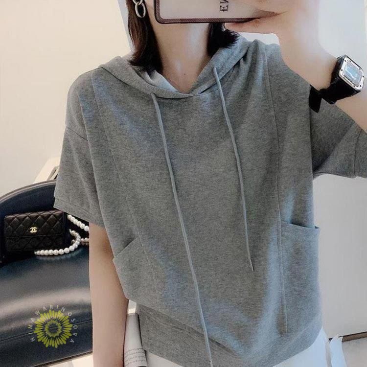 半袖 パーカー 夏 秋 Tシャツ レディース トップス カットソー 半袖 黒 ポケット付き バックプリント カジュアル おしゃれ Tシャツ 楽天市場】パーカー 半袖 レディース トップス プルオーバー t