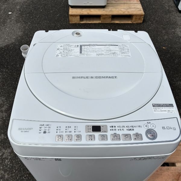 25-575【中古】シャープ 6kg 全自動洗濯機 ES-G60UC-W 2018年製 SHARP