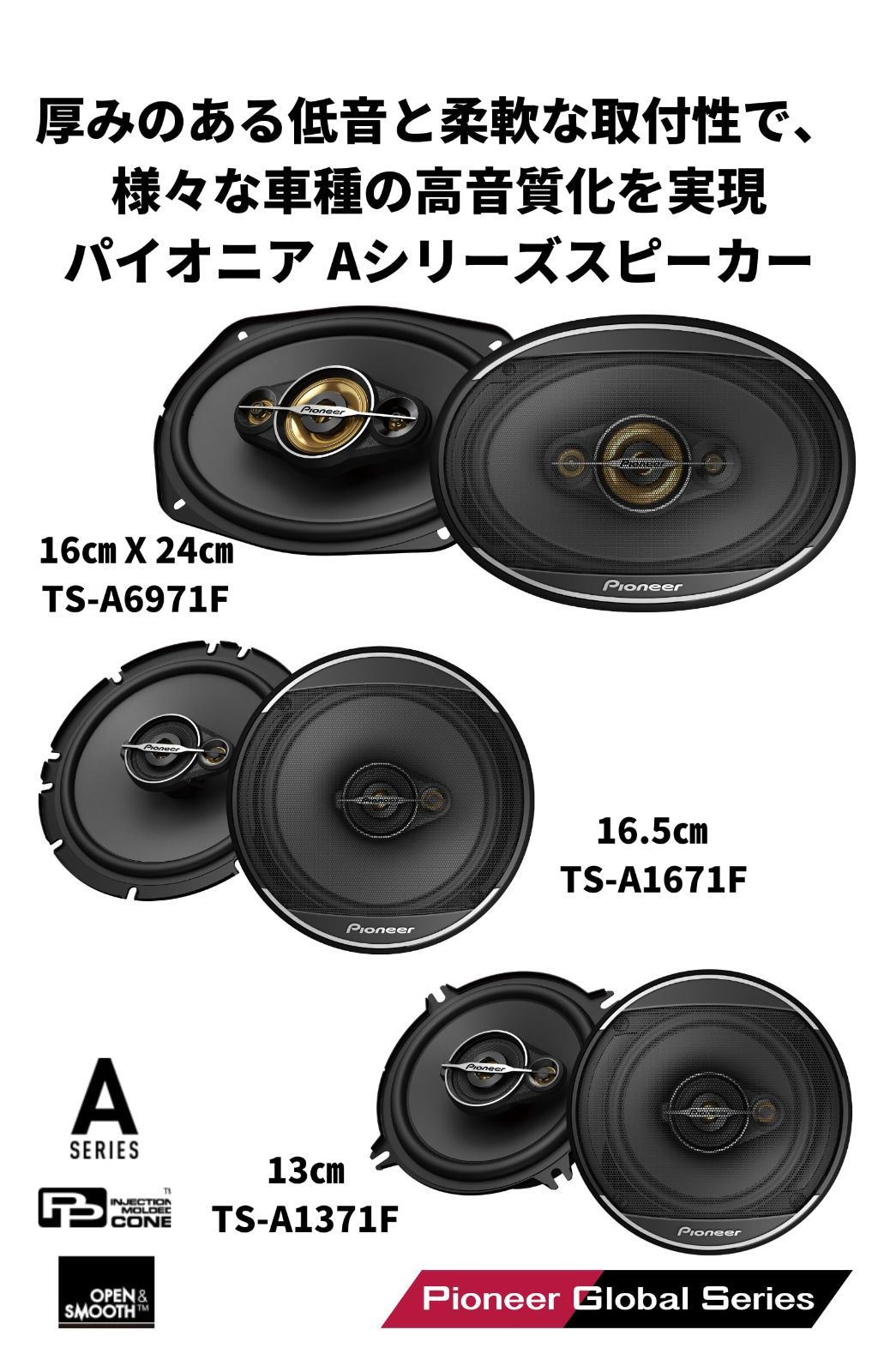 Pioneer スピーカー TS-A1671F 16.5cm ユニットスピーカー コアキシャル 3ウェイ カロッツェリア