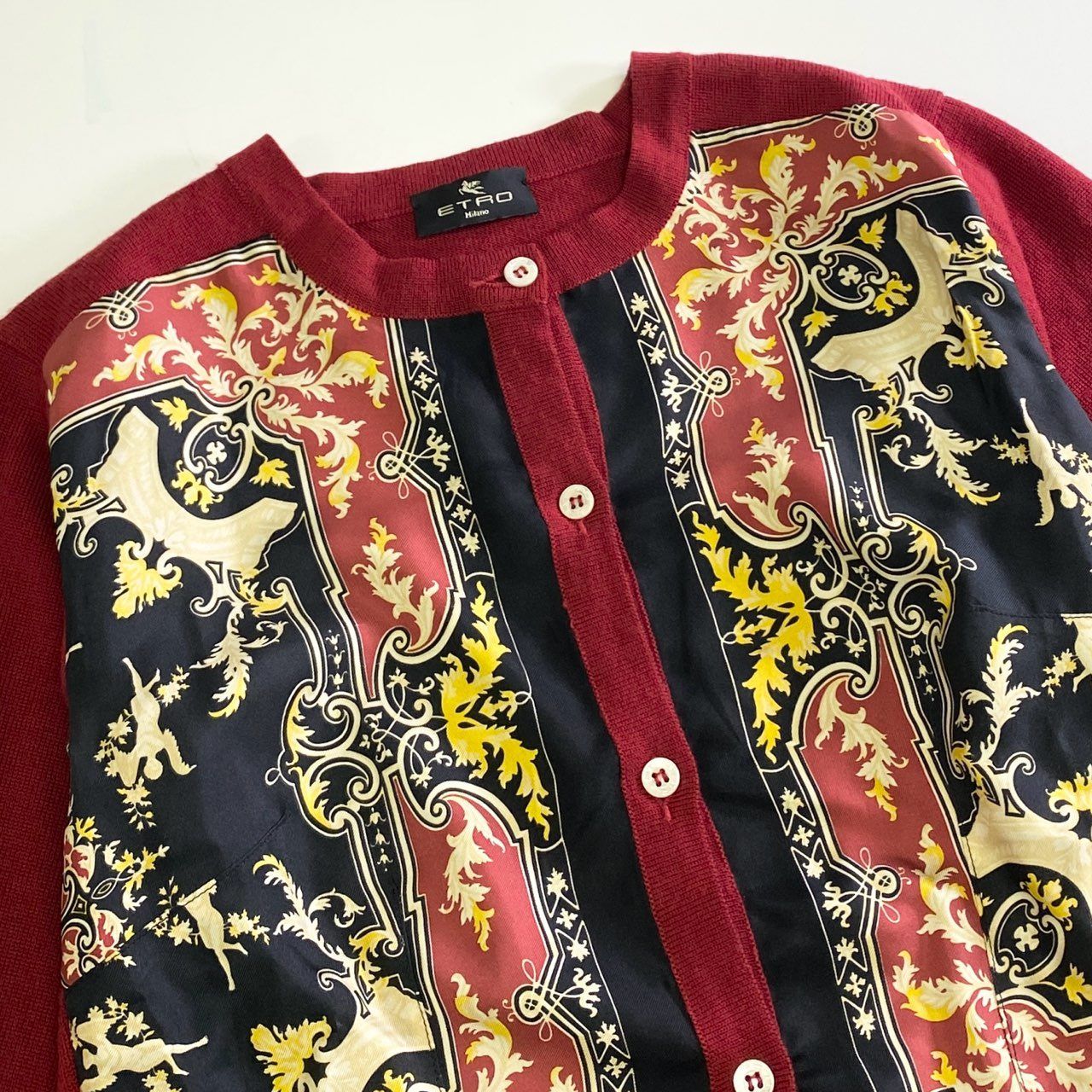 24j31 【イタリア製】ETRO エトロ シルクプリント 切替 ニット