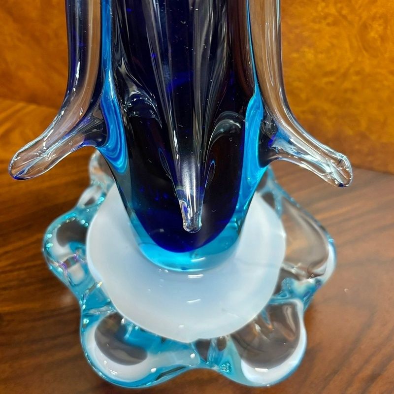 マルティグラス ペンギン 置物 ガラス細工 ガラス工芸 飾り台付き マルティグラス ペンギン 34cm レトロ MultiGlass ガラス 置物 ガラス