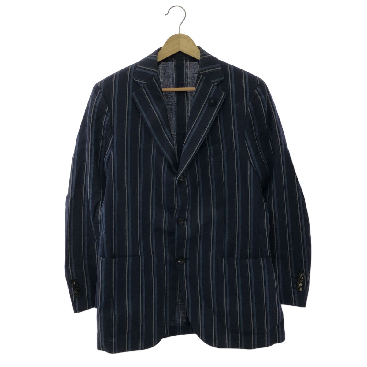 LARDINI テーラードジャケット ストライプ LARDINI ラルディーニ リネン コットン ストライプテーラード