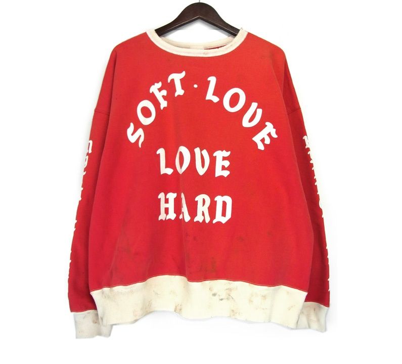 セントマイケル SAINT MICHAEL 24AW 【 CREW SWT SOFT LOVE SM YS1 0000 037 】 フロント ロゴ ダメージ加工 スウェット クルーネック トレーナー　w22077