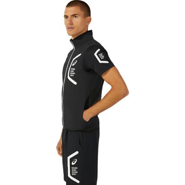 asics アシックス 110 TEAM HEX WOVEN VEST PERFORMANCE BLACK 3XL 2031C265 1 | スポーツ メンズ 3XL ブラック 黒ウェア ウエア トップス ジャージ クロスベスト スリム 袖なし ベスト 吸汗速
