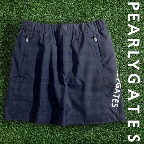 パーリーゲイツ ゴルフ 透湿防水×保温×制電 タフレックス 吸光熱変換Thermotron シャドーチェック柄 ストレッチ ミニ スカート ゴルフウェア レディース 055-2234092 定価2.7万 ネイビーブラック ▲030 51021w09