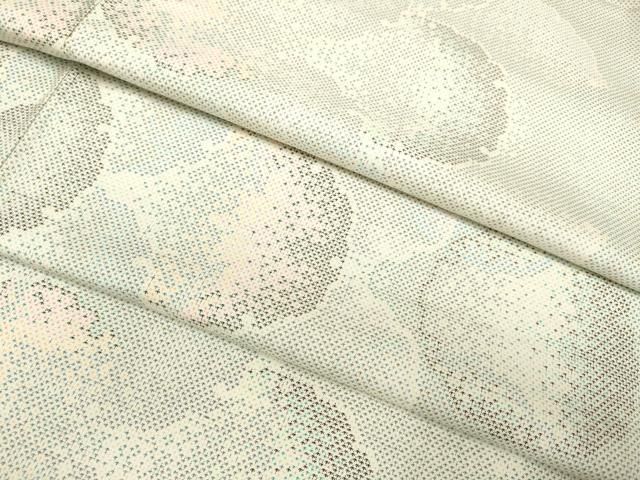 平和屋着物▽本場大島紬 白大島 単衣 雪輪重ね唐草文 正絹 逸品