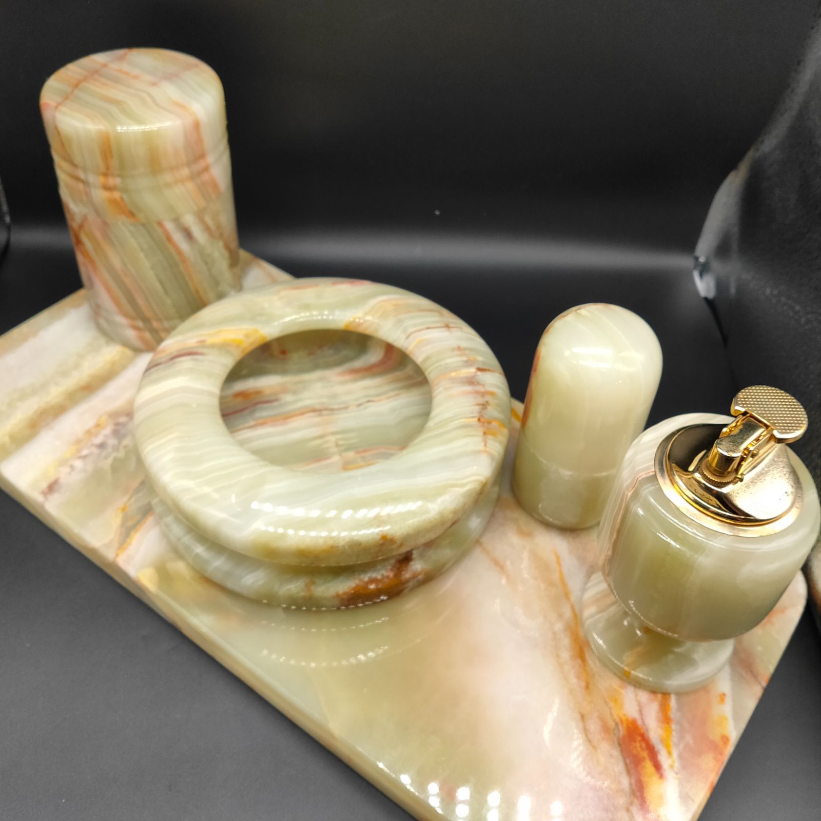 大理石 灰皿 ライター 煙草入れ ライター 台 喫煙 5点セット