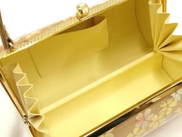 和装バッグ　アイボリー×ゴールド　新品未使用　やや難有り 平和屋着物▽和装小物 和装バッグ2点セット ハンドバッグ 振袖用