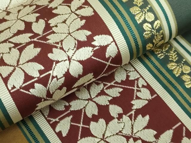 平和屋着物□極上 博多織人 黒木織物 本場筑前博多帯 両面 全通柄袋帯