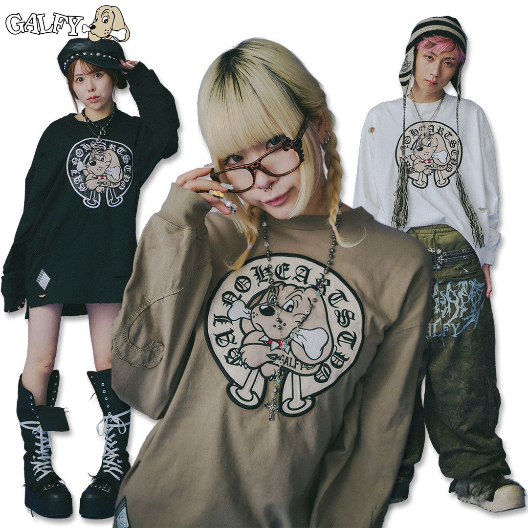 IMVAL×GALFY Doll Dog 大萌袖 L/S TEE［BLK］コラボ IMVAL×GALFY